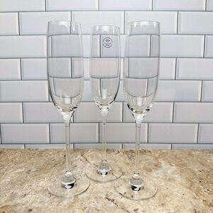 3 Lenox Tuscany Crystal Champagne Flutes 10"